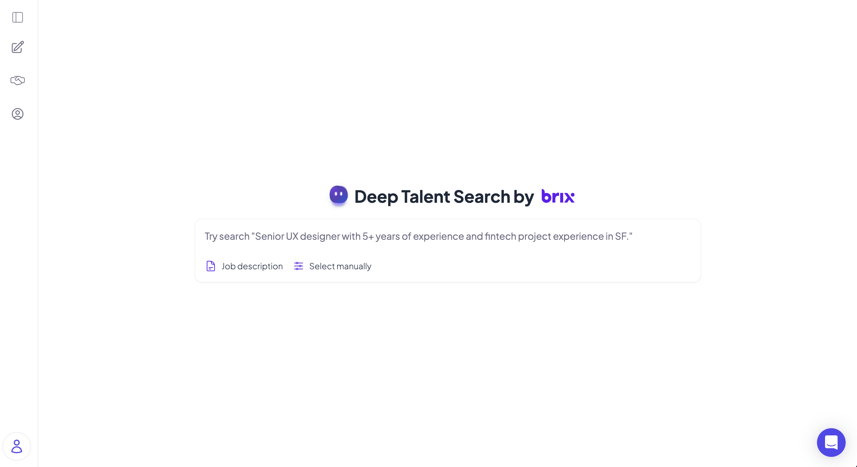 Brix Deep Talent Search interface